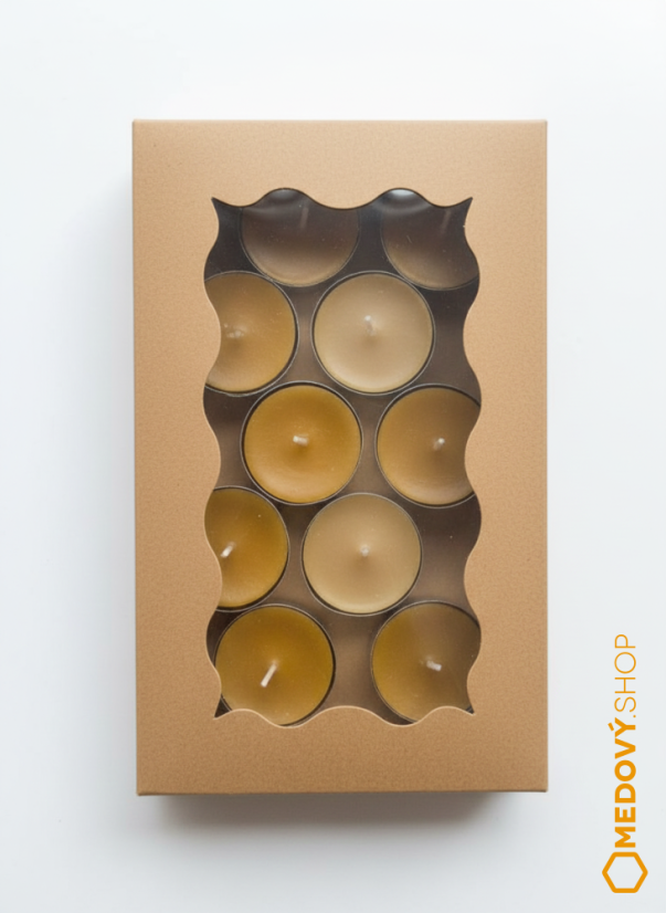 Čajové svíčky ze včelího vosku v krabičce