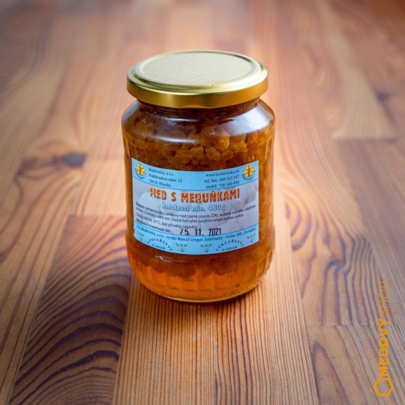 Med s meruňkami - Čistá hmotnost produktu: 475 g