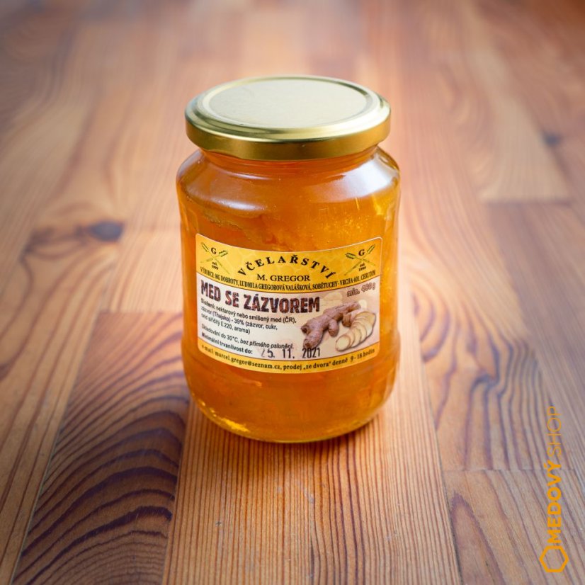Med se zázvorem (plátky) - Čistá hmotnost produktu: 480 g