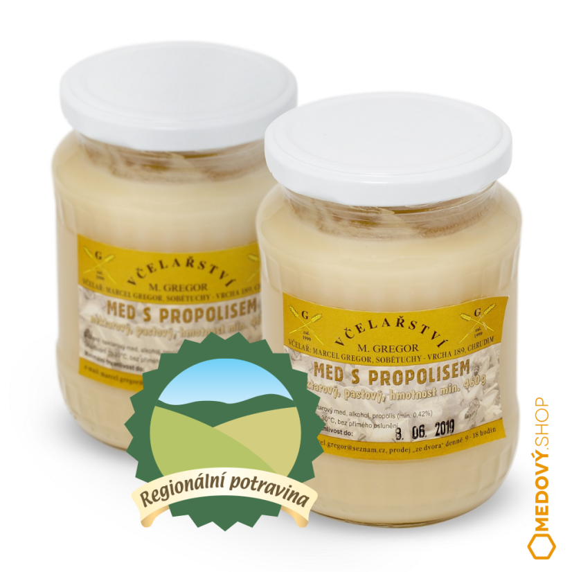 Med pastovaný s propolisem - Čistá hmotnost produktu: 960 g