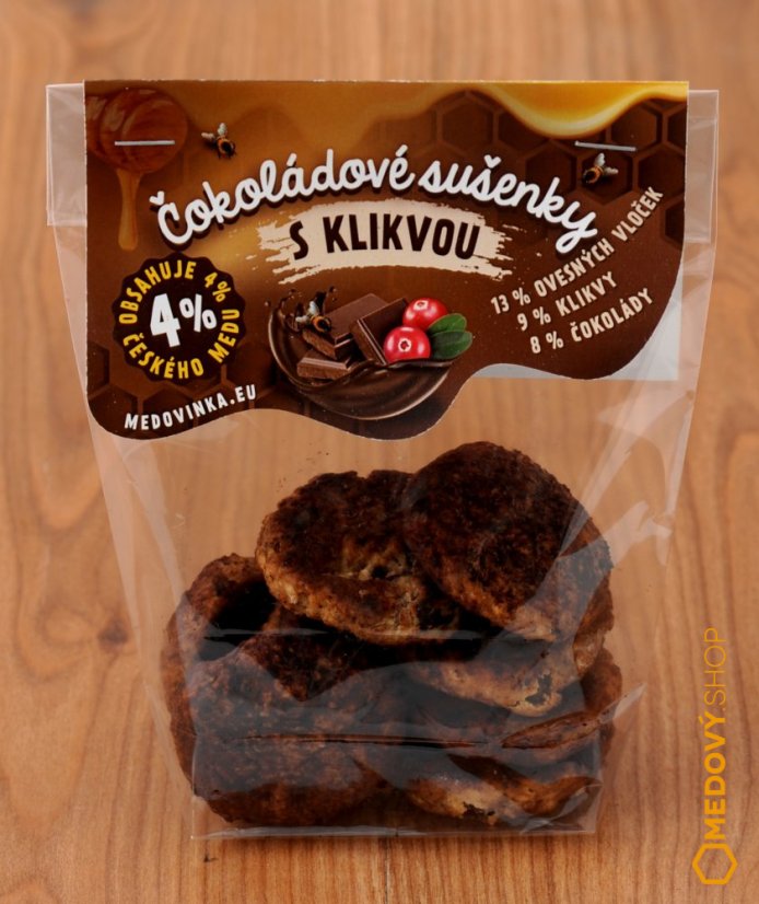 Čokoládové sušenky s klikvou - Balení sušenek: Balíček dukátků 8 ks
