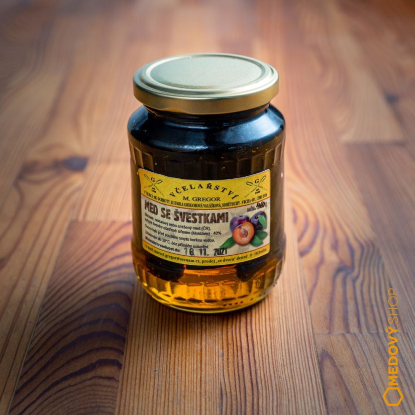 Med se švestkami - Čistá hmotnost produktu: 250 g