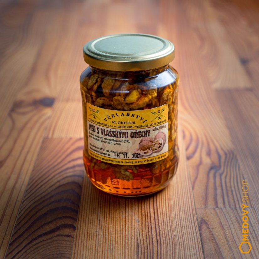 Med s vlašskými ořechy - Hmotnost: 450 g