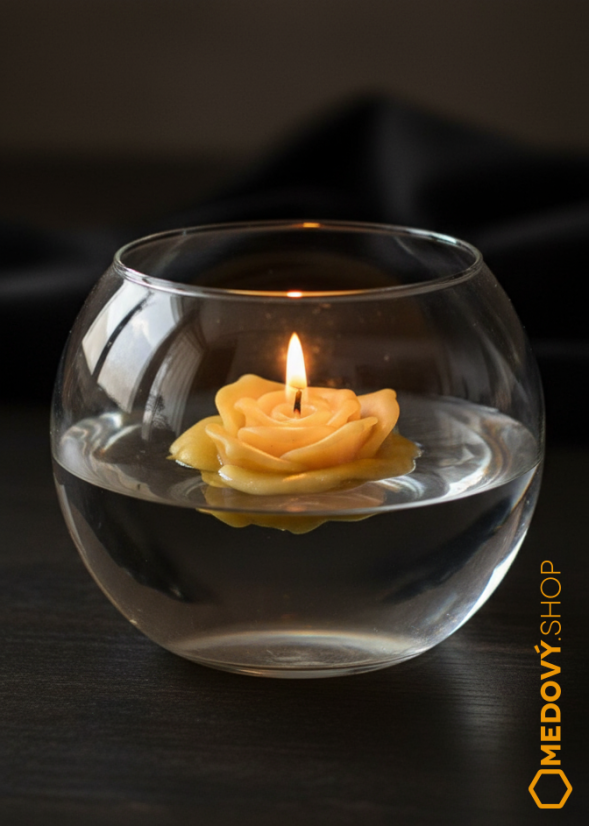 Plovoucí svíčka ze včelího vosku - růže - Dárkové balení: žádné