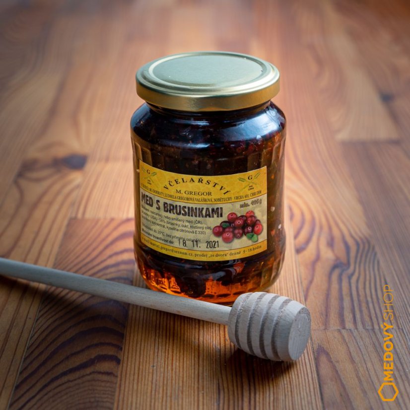 Med s brusinkami - Čistá hmotnost produktu: 490 g