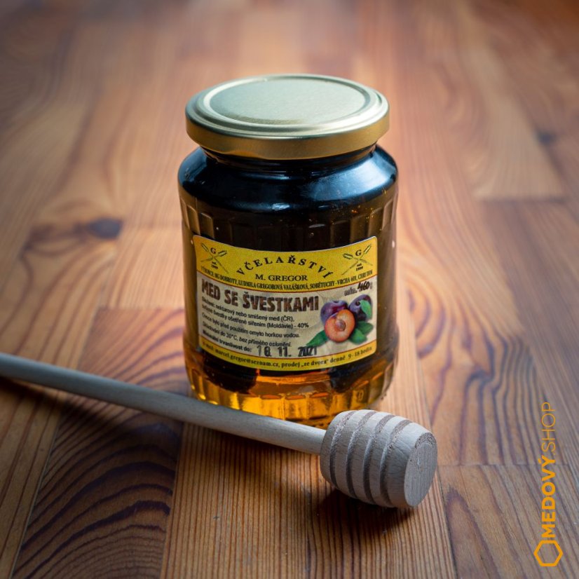 Med se švestkami - Čistá hmotnost produktu: 250 g